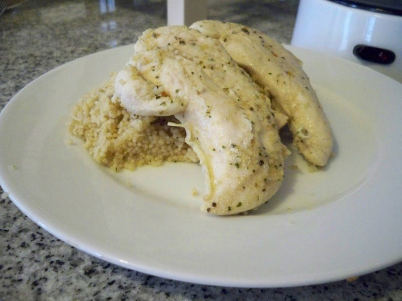 Illustration for article titled MacGyver Chef: Poached Chicken and Couscous in a Coffee Maker